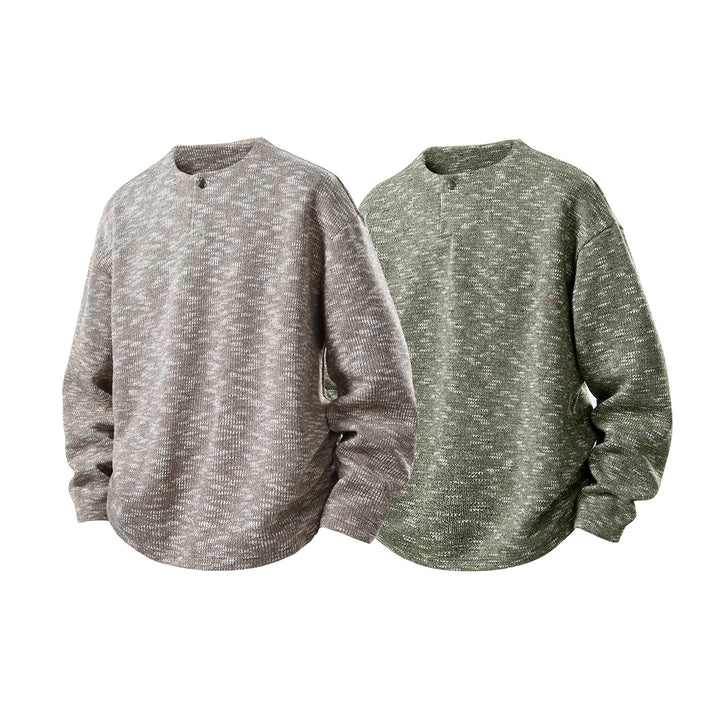 Herren Oversize-Strickpullover im Melange-Look mit Rundhalsausschnitt und gerippten Bündchen Echo Archiv