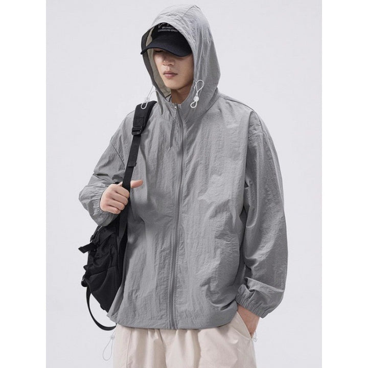 Herren leichte Windjacke mit praktischen Taschen und verstellbarem Kapuzen-Design Echoarchiv