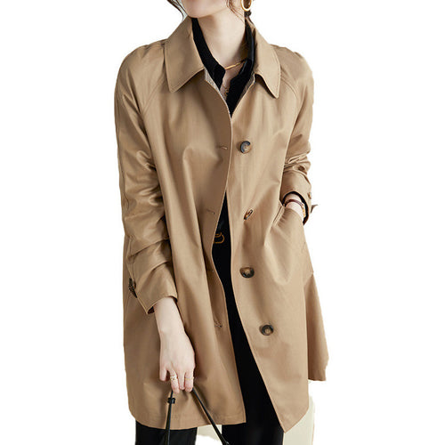 Damen Modische Trenchjacke mit stilvollem Kragen und praktischen Taschen Echoarchiv