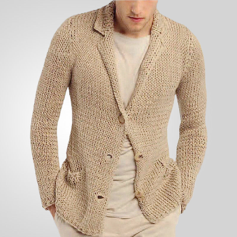 Herren Strickblazer mit natürlichem, rustikalem Design und praktischen Taschen Echoarchiv
