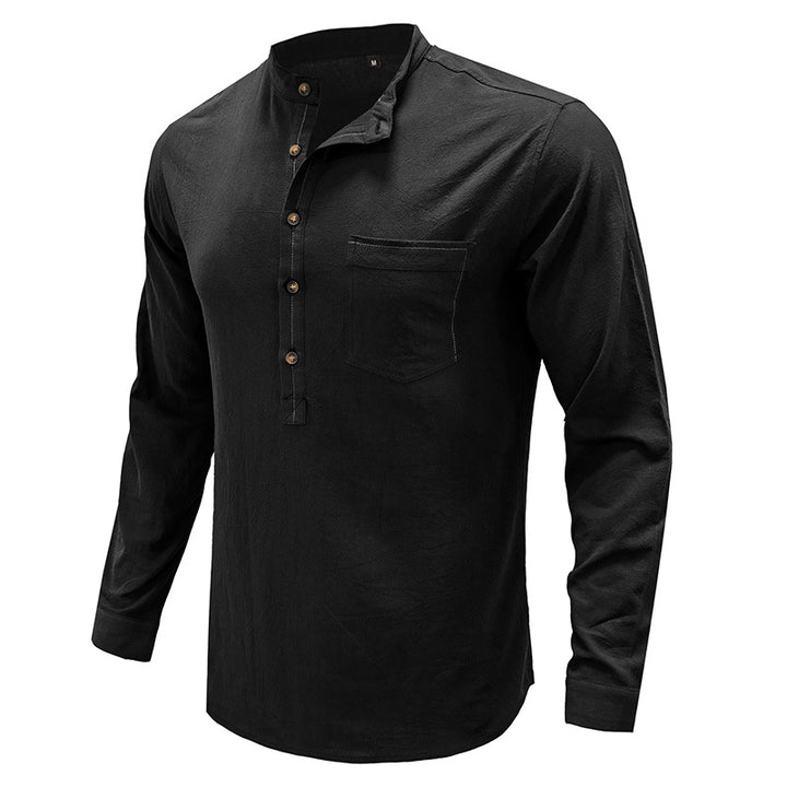 Herren Langarm-Henley-Shirt mit strapazierfähiger Baumwollmischung und modischer Knopfleiste Echoarchiv