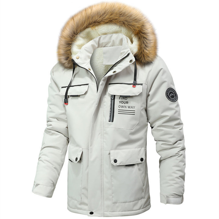 Herren Thermoisolierter Winterparka mit Teddyfutter, abnehmbarer Kunstpelzkapuze und Multifach-Taschen Echoarchiv