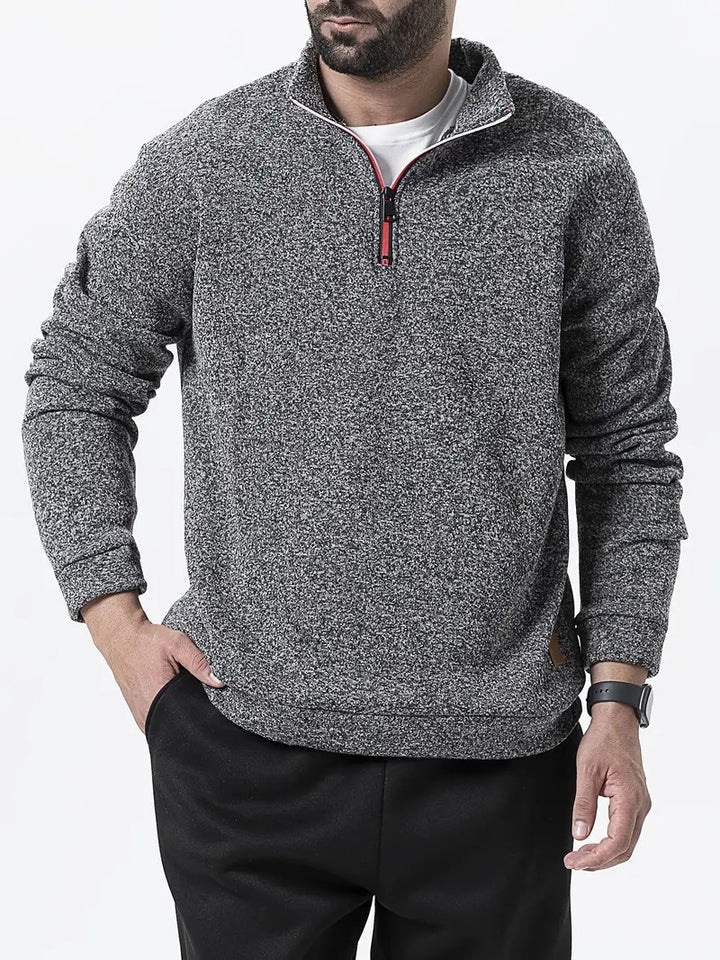 Herren Fleece-Pullover mit halbem Reißverschluss und strukturiertem Design Echoarchiv
