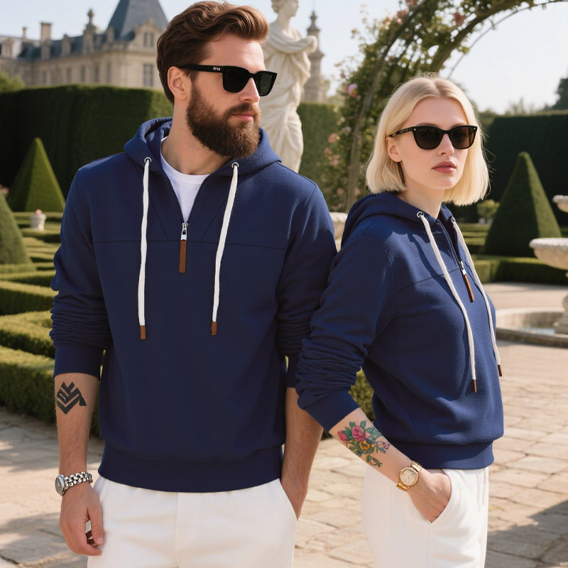 Herren sportlicher Kapuzenpullover mit halbem Reißverschluss und hochwertigen Materialien Echoarchiv