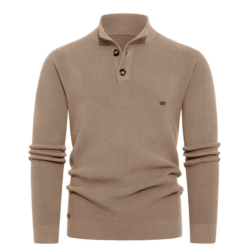 Herren Strickpullover mit Knopfdetails und modernem Stehkragen Echoarchiv