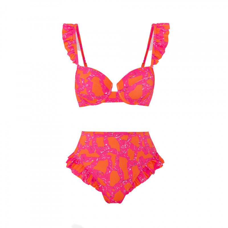 Damen Bikini-Set mit eleganter Rüschendetailierung und stylischem Überrock Echo Archiv