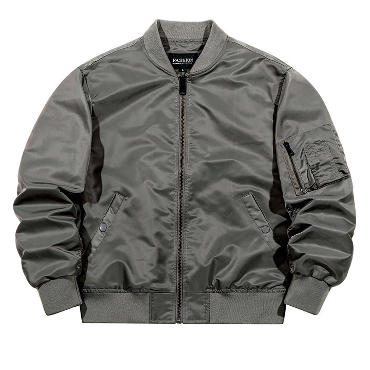 Men's matte-shell insulated bomber jacket with reinforced sleeve zip pocket and snap-flap hand pockets – Brevano