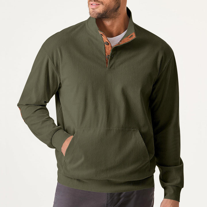Herren hochfunktioneller Sweatpullover mit Stehkragen und praktischer Kängurutasche Echoarchiv