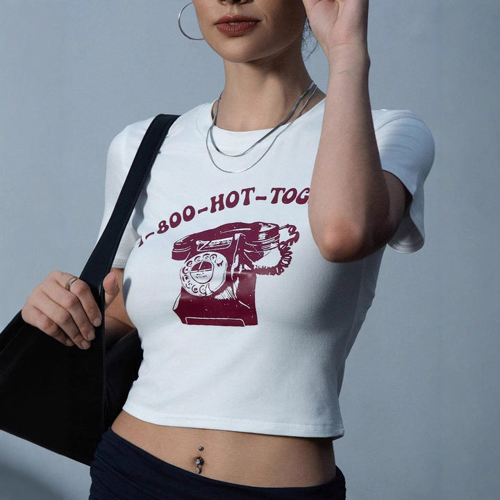 Damen Crop-T-Shirt mit kreativem Telefon-Design Echo Archiv