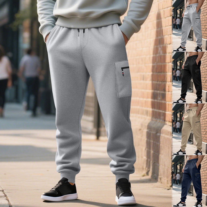Herren lässige Jogginghose mit Cargo-Reißverschlusstasche, elastischem Bund und gerippten Bündchen – Sorevano