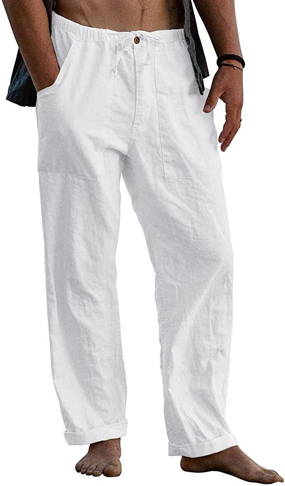 Herren nan leichte Leinenhose mit elastischem Bund und geradem Schnitt Echo Archiv