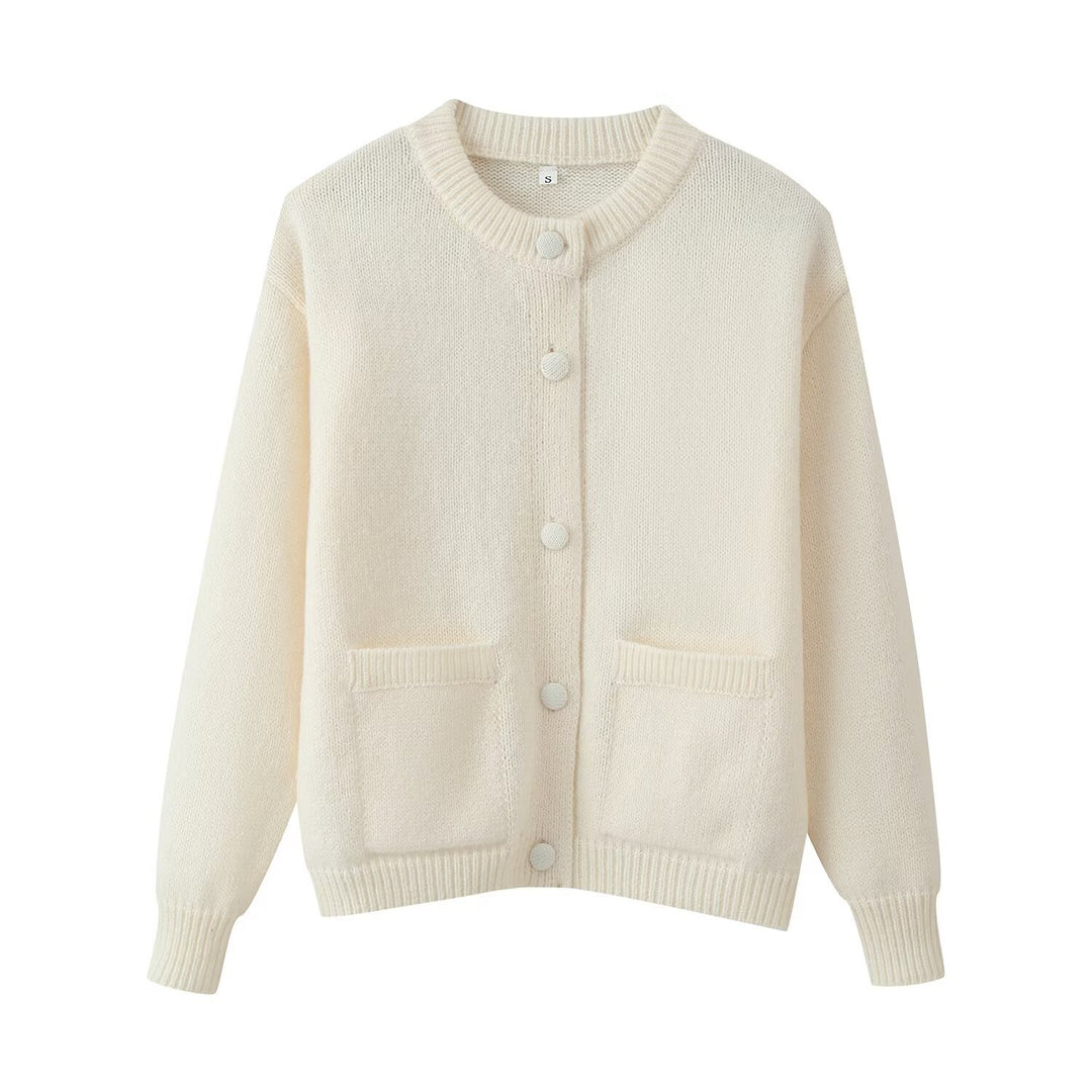 Damen Feinstrick‑Cardigan mit Rundhals, aufgesetzten Taschen und kastiger Silhouette Echo Archiv