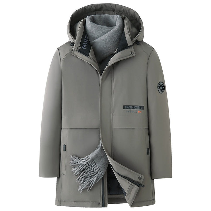 Herren mittellanger Thermoparka mit Kapuze, wind- und wasserabweisender Performance-Außenhülle – Marzano
