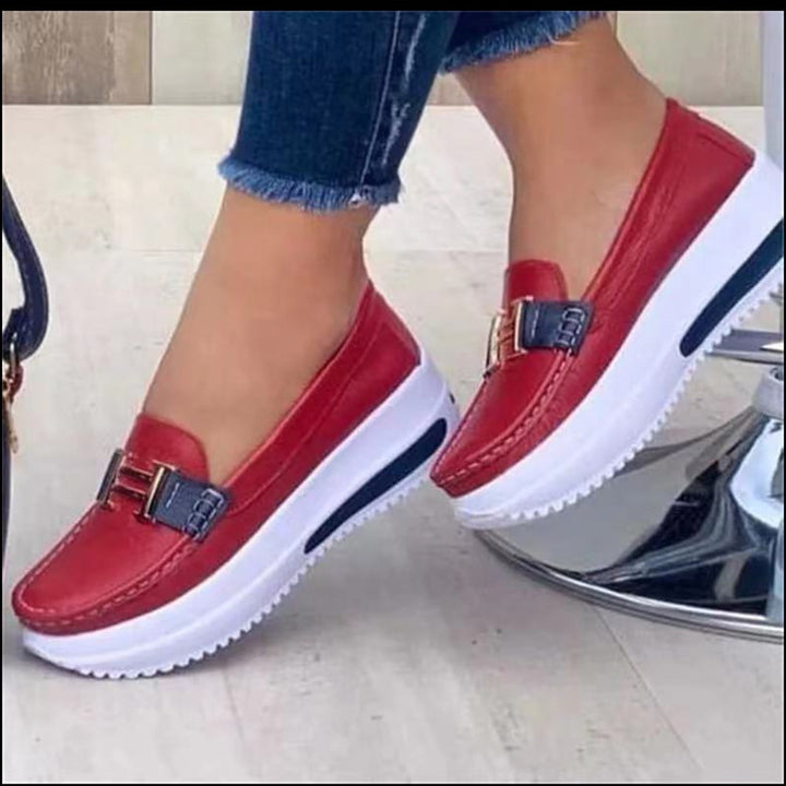 Damen  leichte Plateau-Slipper im Mokassinstil mit luftgepolsterter Gummisohle Echo Archiv