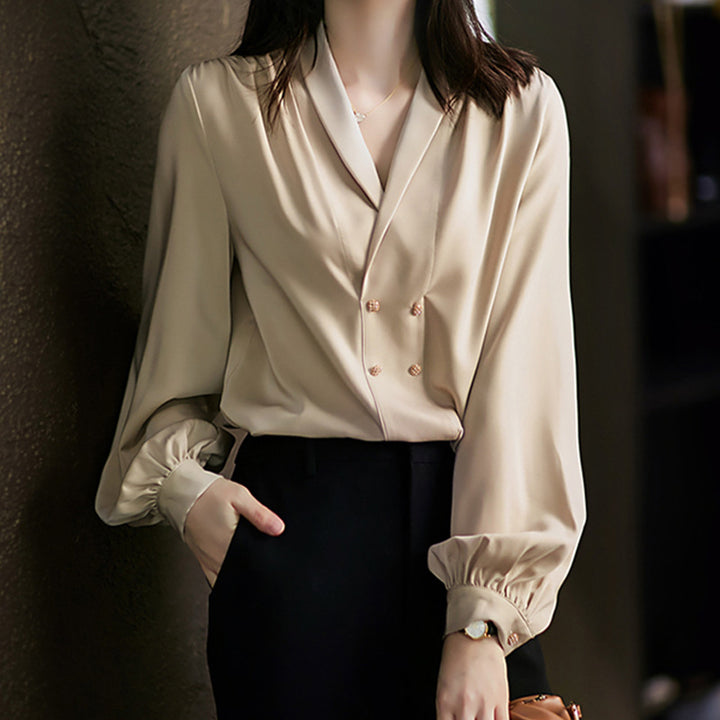 Damen Elegante Oversized-Bluse mit Drapierung Echoarchiv