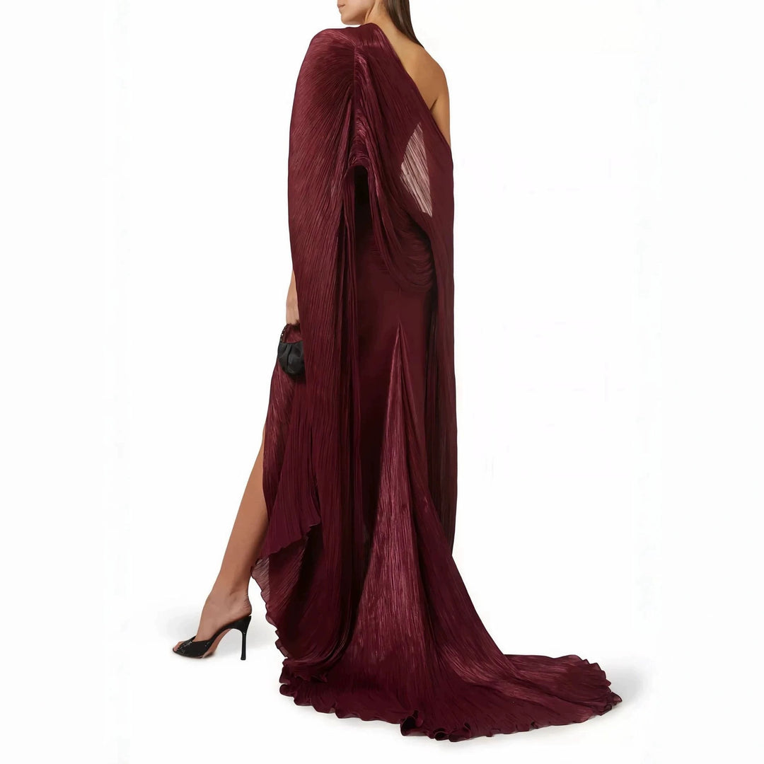 Damen Elegantes Maxi-Kleid mit asymmetrischem Schnitt und Plissierungen Echo Archiv