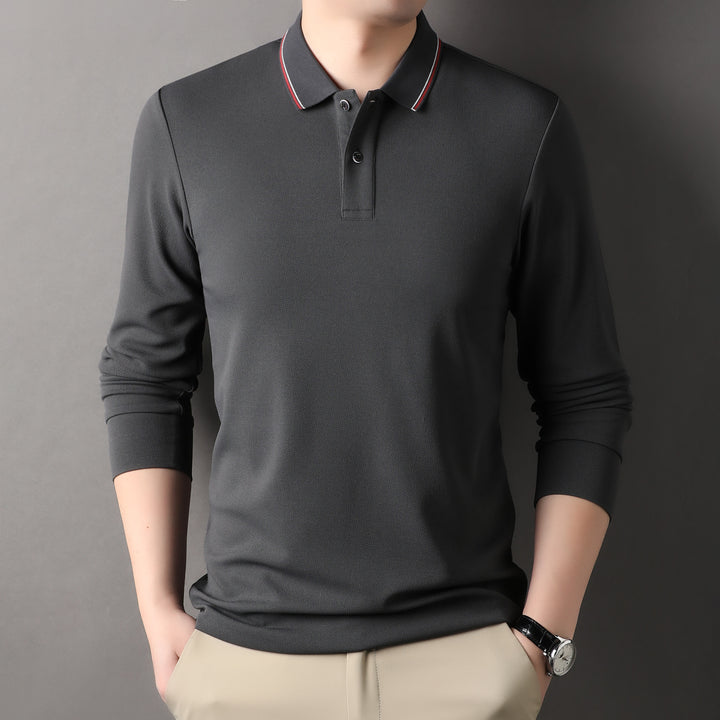 Herren elegantes Langarm-Polo mit modernem Kragen und stylischen Akzenten Echoarchiv