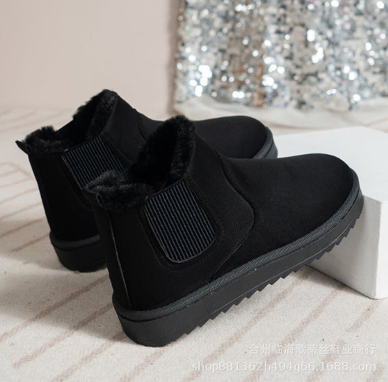 Damen Gefütterte Chelsea-Stiefelette aus Wildlederoptik mit elastischem Einsatz und Profilsohle – Varelle