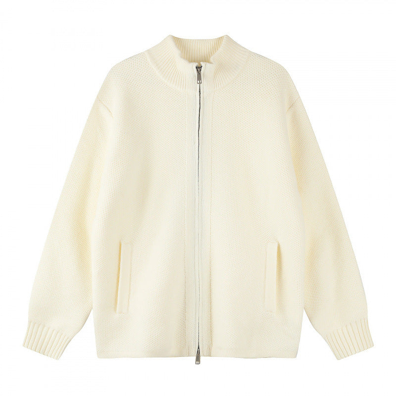 Damen Oversize-Strickzipjacke mit Stehkragen und Zwei-Wege-Reißverschluss Echo Archiv