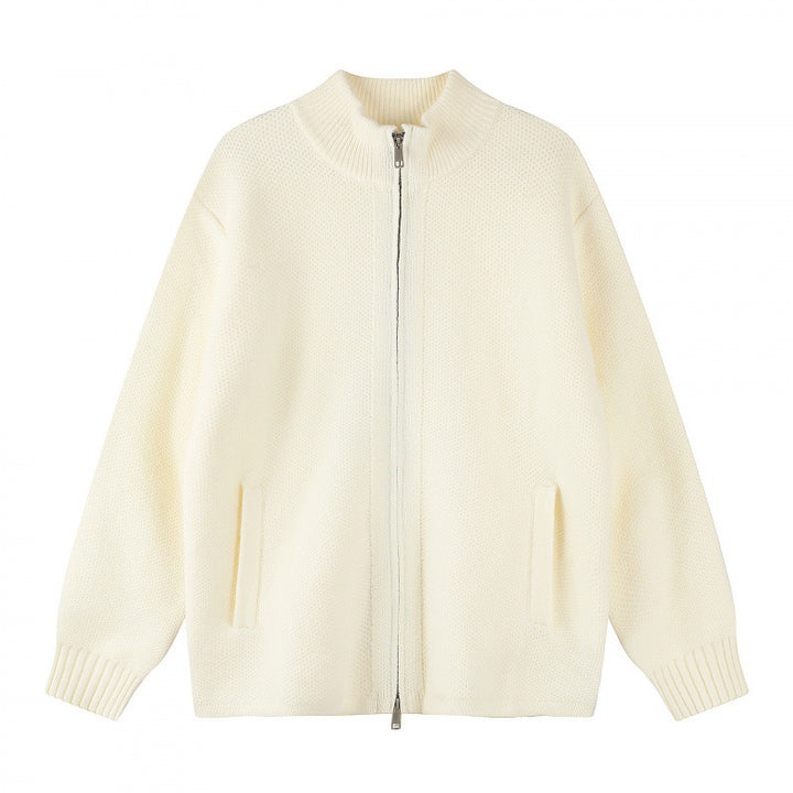 Damen Oversize-Strickzipjacke mit Stehkragen und Zwei-Wege-Reißverschluss Echo Archiv