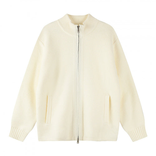 Damen Oversize-Strickzipjacke mit Stehkragen und Zwei-Wege-Reißverschluss Echo Archiv