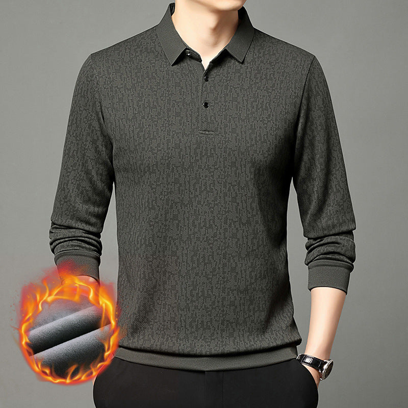 Herren Langarm Poloshirt mit strukturiertem Design und feuchtigkeitsregulierendem Stoff Echoarchiv