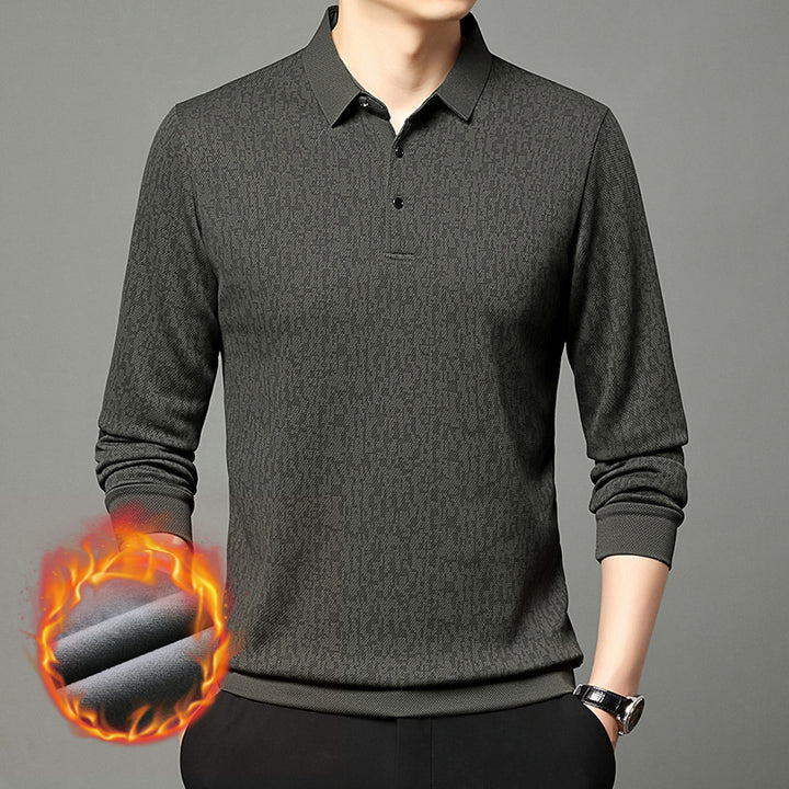 Herren Langarm Poloshirt mit strukturiertem Design und feuchtigkeitsregulierendem Stoff Echoarchiv