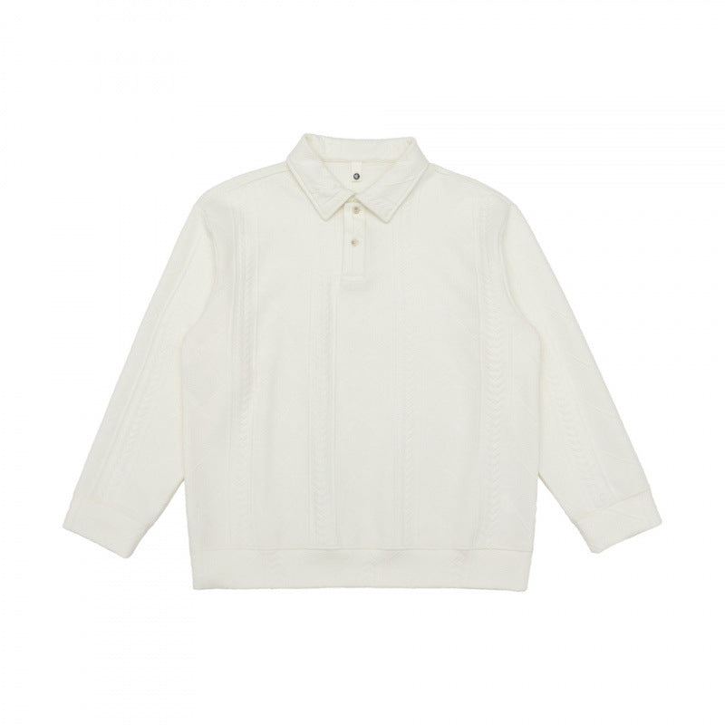 Unisex Poloshirt-Strickpullover mit Zopfmuster, Boxy‑Schnitt und Hemdkragen Echo Archiv