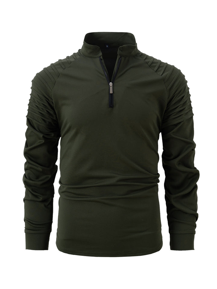 Herren Sportliches Langarmshirt mit Reißverschluss und Rippdetails Echoarchiv