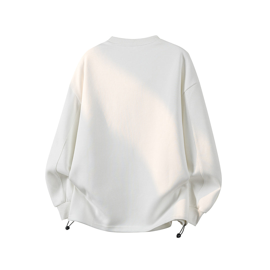 Damen Oversize-Sweatshirt mit gesticktem Schriftzug, abgerundetem Saum & überschnittener Schulter Echoarchiv