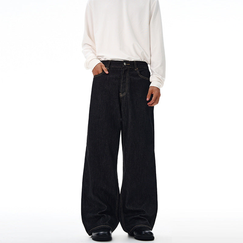 Herren Extraweite Denim-Palazzohose mit hoher Taille und verlängertem Saum Echo Archiv