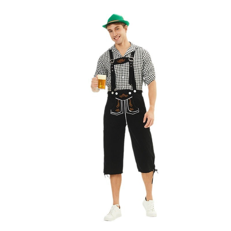 Herren nan knielange Trachtenhose im Vintage-Stil mit verstellbaren Trägern und dekorativer Zierstickerei Echo Archiv