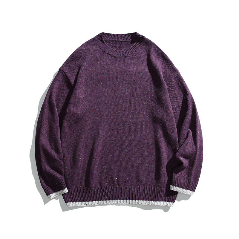 Unisex Oversize Strickpullover mit Rundhalsausschnitt, Kontrastbündchen und Melange‑Noppenstruktur Echo Archiv