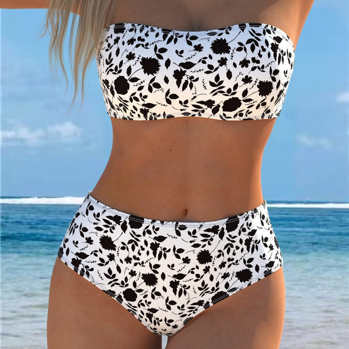 Damen Bikini-Set mit Bandeau-Oberteil und hohem Taillenbund Echo Archiv