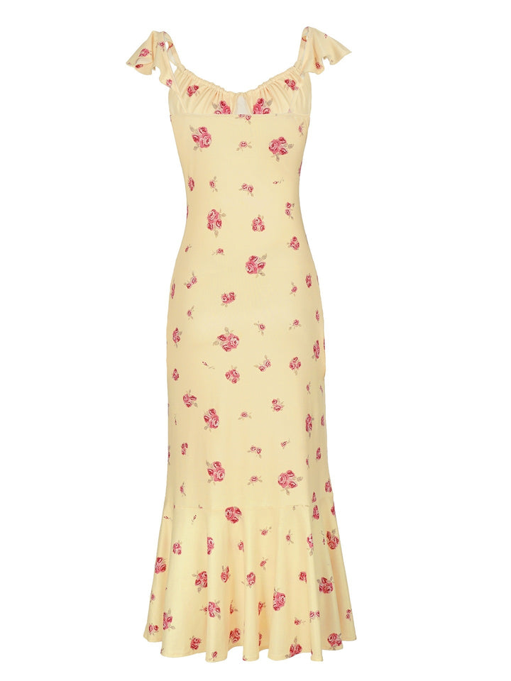 Damen Maxikleid mit floralen Rüschen und elegantem Schnitt Echo Archiv