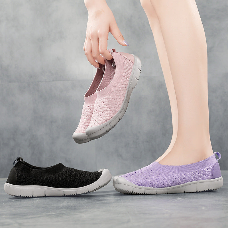Damen nan atmungsaktiver Strick-Ballerina-Slipper mit verstärkter Zehenkappe elastischem Einstieg und flexibler Profilsohle Echo Archiv