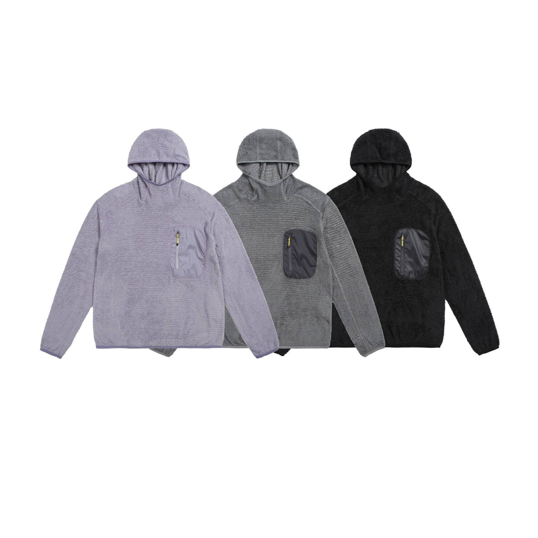 Unisex kuscheliger Kapuzen-Fleecepullover mit Brust-Reißverschlusstasche und elastischem Saum Echoarchiv