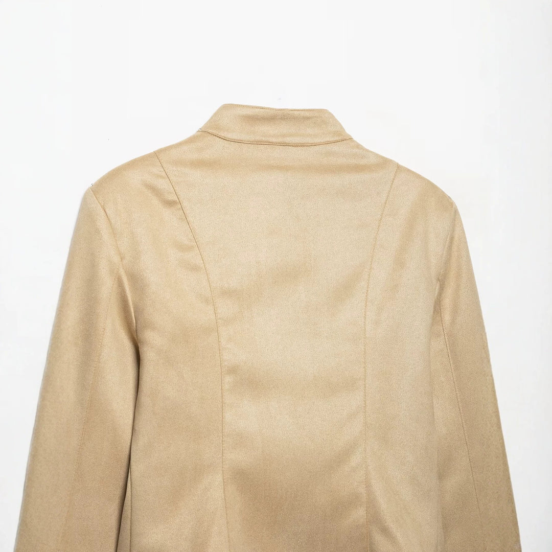 Damen Veloursleder-Kurzjacke mit Schnürung und Stehkragen Echo Archiv