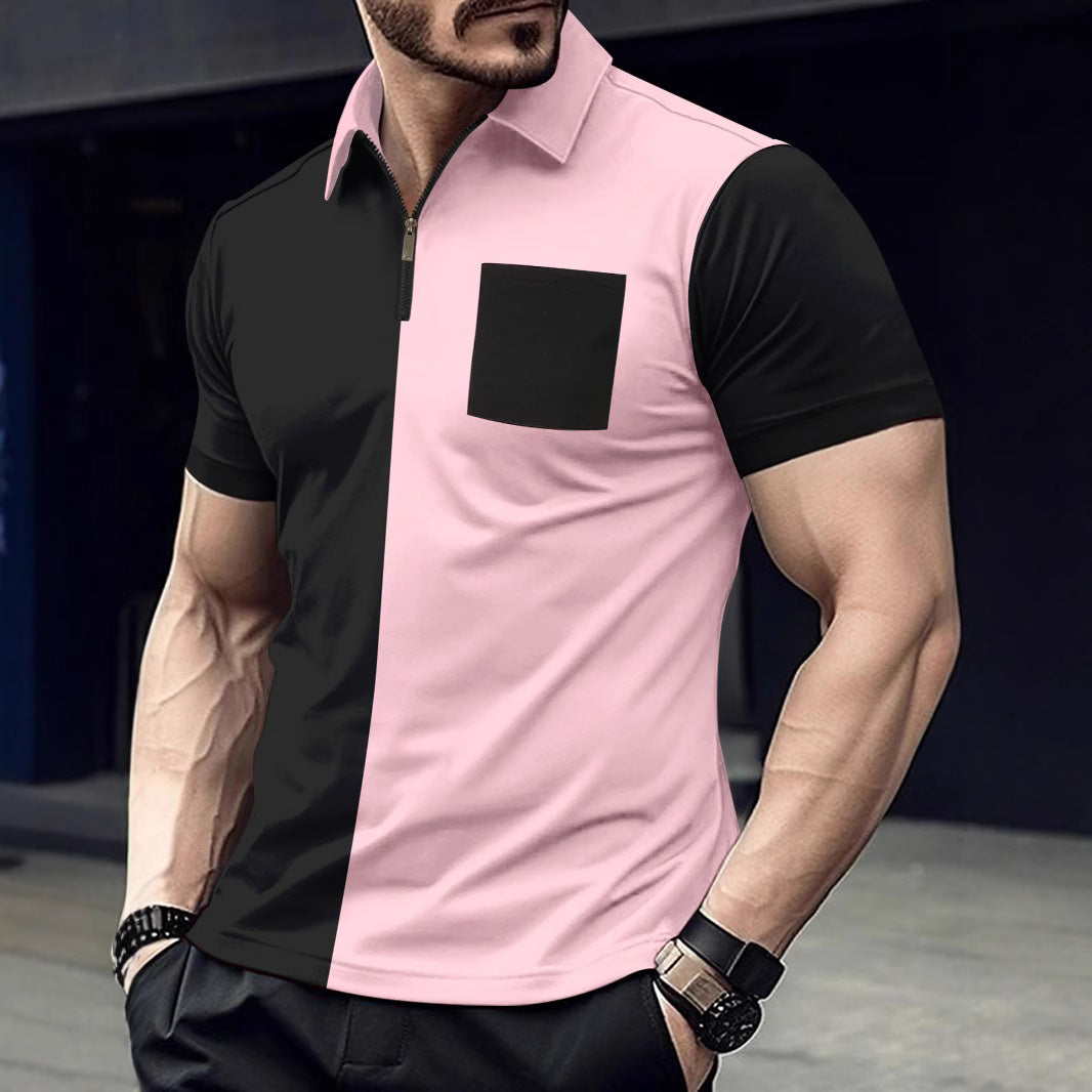 Herren sportliches Kurzarm-Oberteil mit Reißverschluss und stylishem Design Echoarchiv