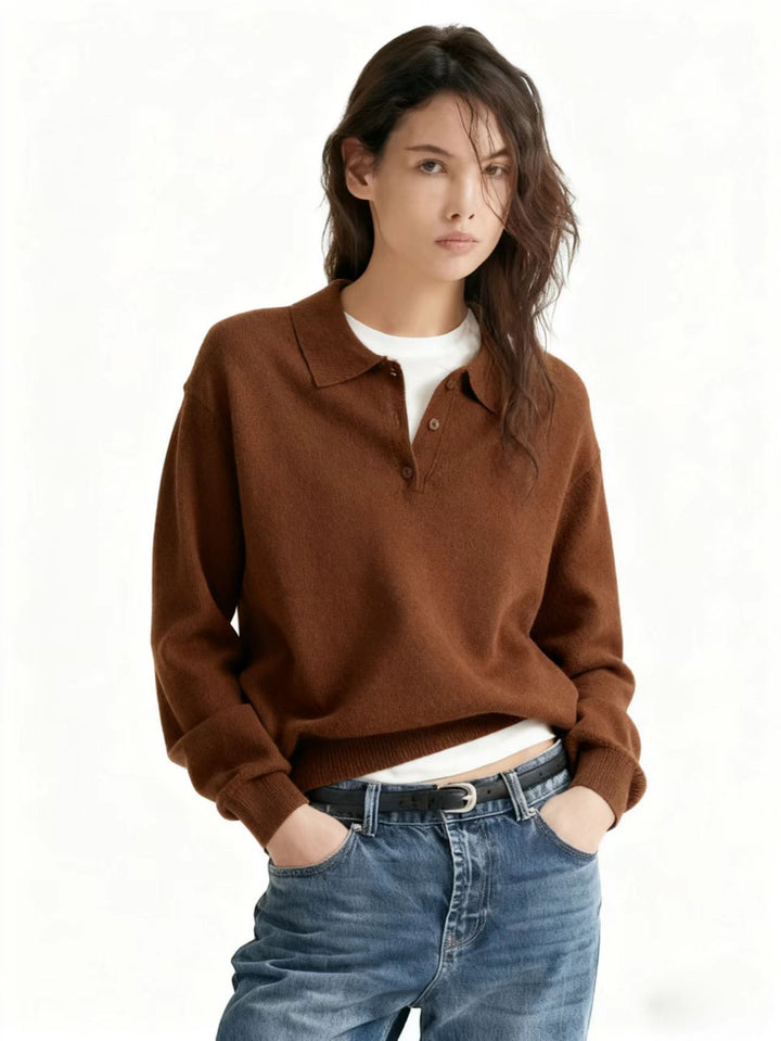 Damen Lässiger Polopullover aus weichem Strick Echo Archiv