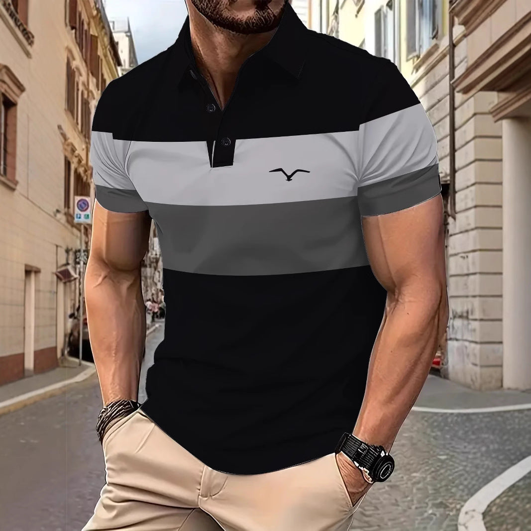 Herren Kurzarm Poloshirt mit markantem Farbdesign Echoarchiv