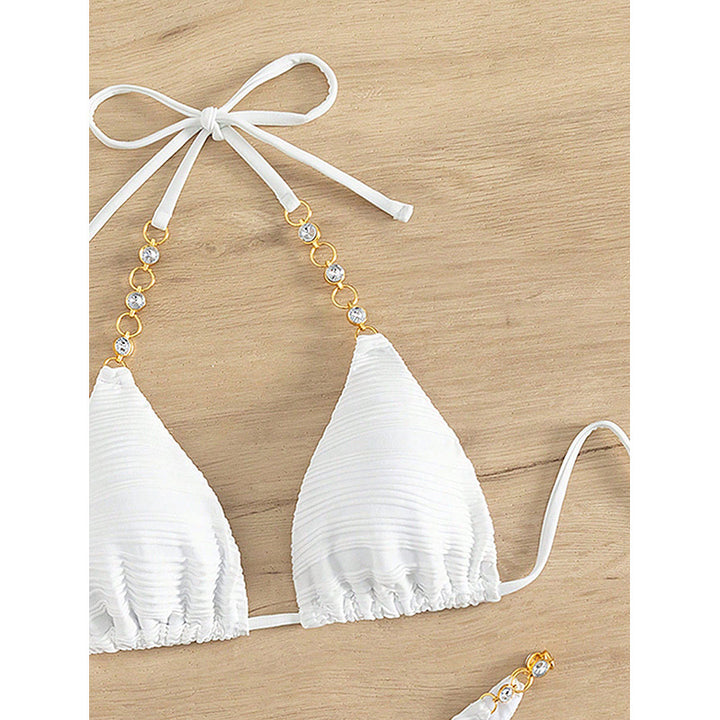 Damen Triangel-Bikini mit dekorativen Rüschen und modischen Kettendetails Echo Archiv