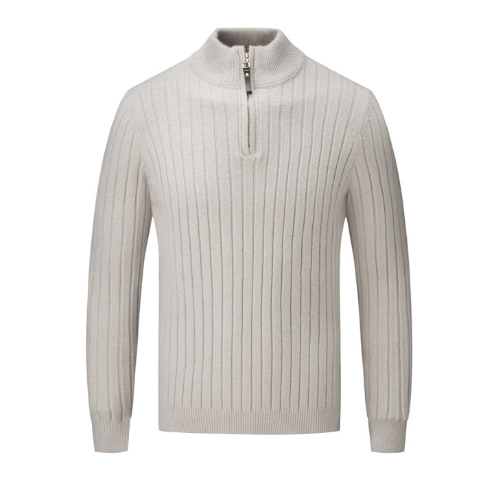 Herren Pullover mit modernem Stehkragen und ergänzendem Reißverschluss Echoarchiv