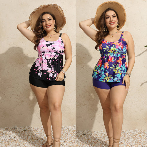 Damen Tankini-Set mit blumigem Oberteil und bequemen Shorts Echo Archiv
