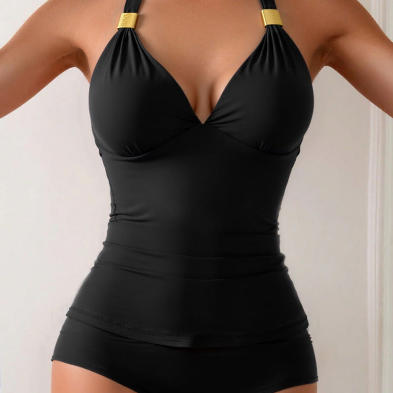 Damen Tankini mit tiefem V-Ausschnitt und dekorativem Knoten Echo Archiv