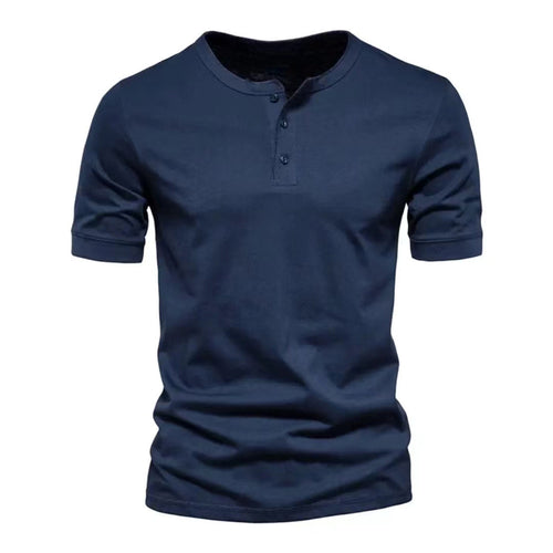Herren Kurzarm Henley-T-Shirt mit modischem Knopfverschluss und lässiger Passform Echoarchiv