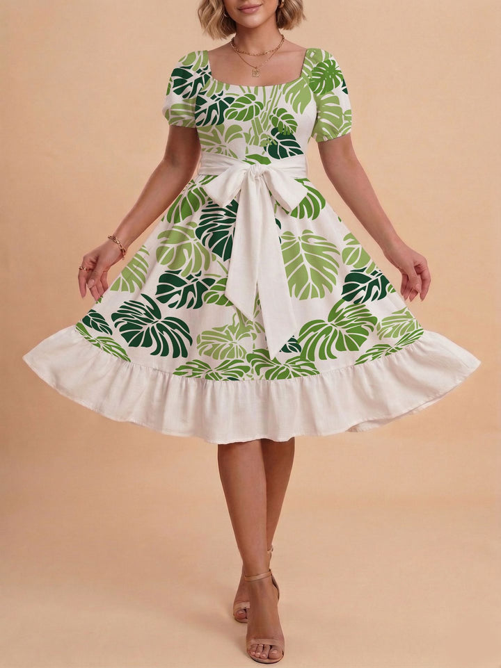 Damen Verspieltes Maxikleid mit Bärenmuster und taillierbarem Band Echo Archiv