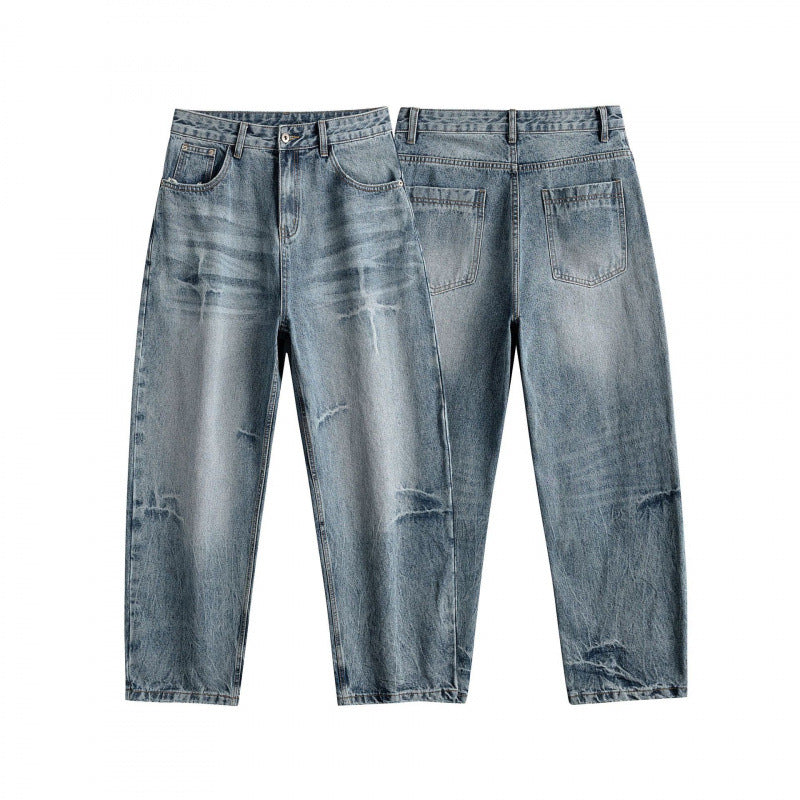 Damen Weite High-Waist Straight‑Leg Vintage-Jeans mit Used-Waschung und dezenten Distressed-Details Echo Archiv