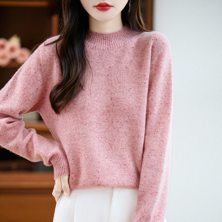 Damen Mélange-Feinstrickpullover mit kurzem Stehkragen und lockerer Silhouette Echoarchiv