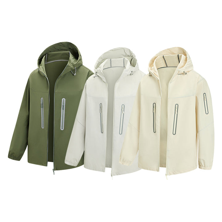 Herren Packbare Technical-Softshelljacke mit Kapuze, getapten Reißverschlüssen und Brusttaschen Echo Archiv